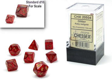 CHX Mini-Polyhedral 7-Die Set Glitter Ruby Red/Gold