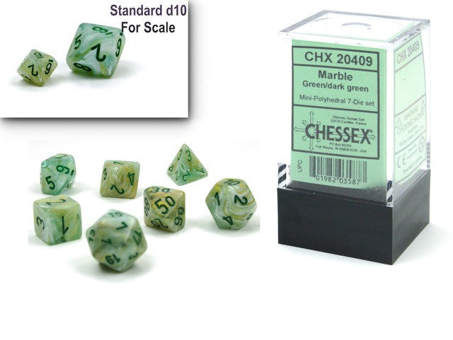 CHX Mini-Polyhedral 7-Die Set Marble Green/Dark Green