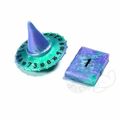 PolyHero Dice - Wizard d20 Wizard Hat and d2 Spellbook in Aether Mist-1