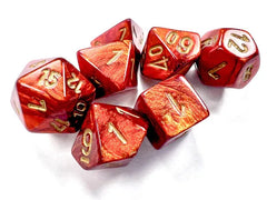 CHX Mini Dice 20414: Scarab Scarlet/Gold 7-Die Set-1