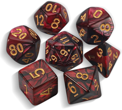 MDG 10mm Mini Polyhedral Dice Set: Red/Black w/Gold-1