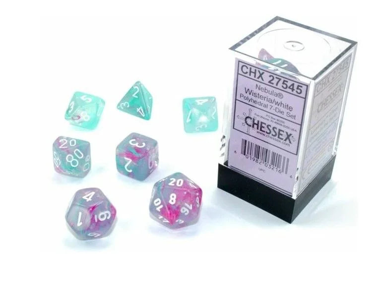 CHX Mini Dice 20545: Nebula Wisteria/ White 7-Die Set-1