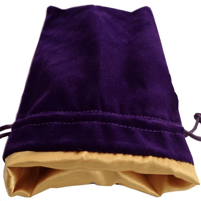 Small Velvet Dice Bag: Purple w/ Gold Satin-1