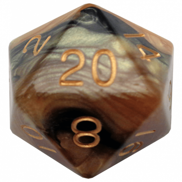 35mm Mega Acrylic d20 Dice: Black/Yellow w/ Gold Numbers
