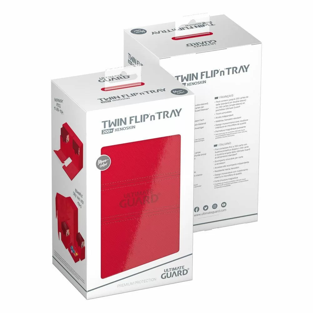Ultimate Guard Twin Flip n Tray 200+ XenoSkin Monocolor Red Deck Box-2
