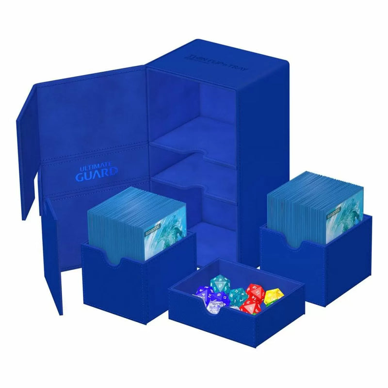 Ultimate Guard Twin Flip n Tray 200+ XenoSkin Monocolor Blue Deck Box-2