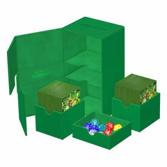 Ultimate Guard Twin Flip n Tray 200+ XenoSkin Monocolor Green Deck Box-2