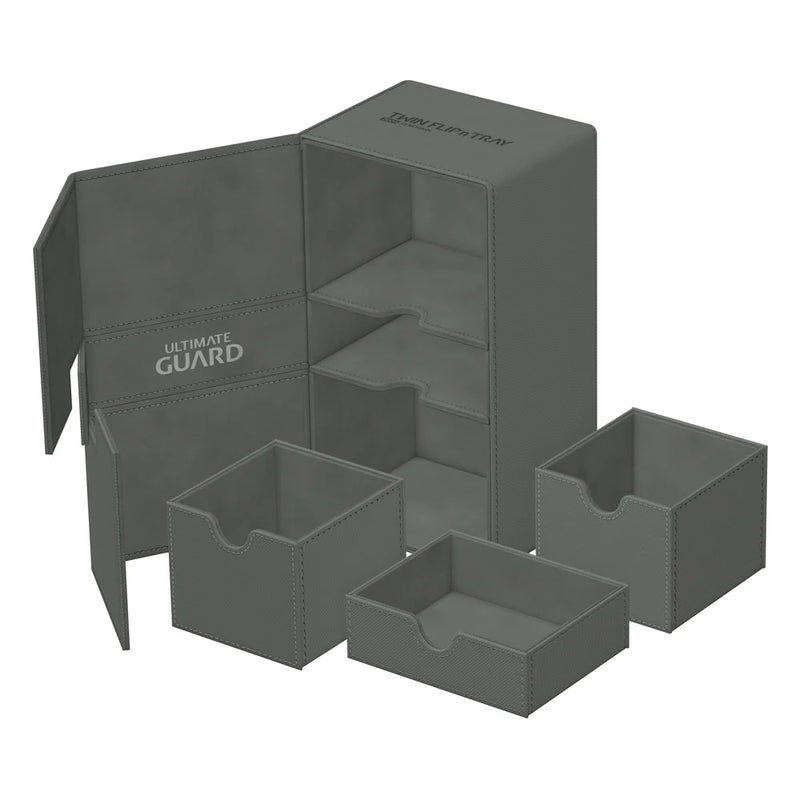 Ultimate Guard Twin Flip n Tray 200+ XenoSkin Monocolor Grey Deck Box-2