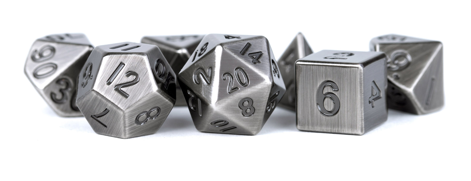 MDG 16mm metal Poly Dice Set: Antique Silver-1