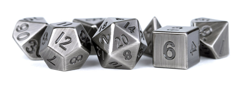 MDG 16mm metal Poly Dice Set: Antique Silver-1