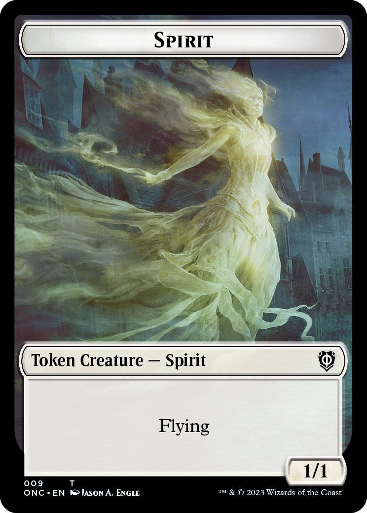 Human // Spirit Double-Sided Token [Phyrexia: All Will Be One Commander Tokens]-2
