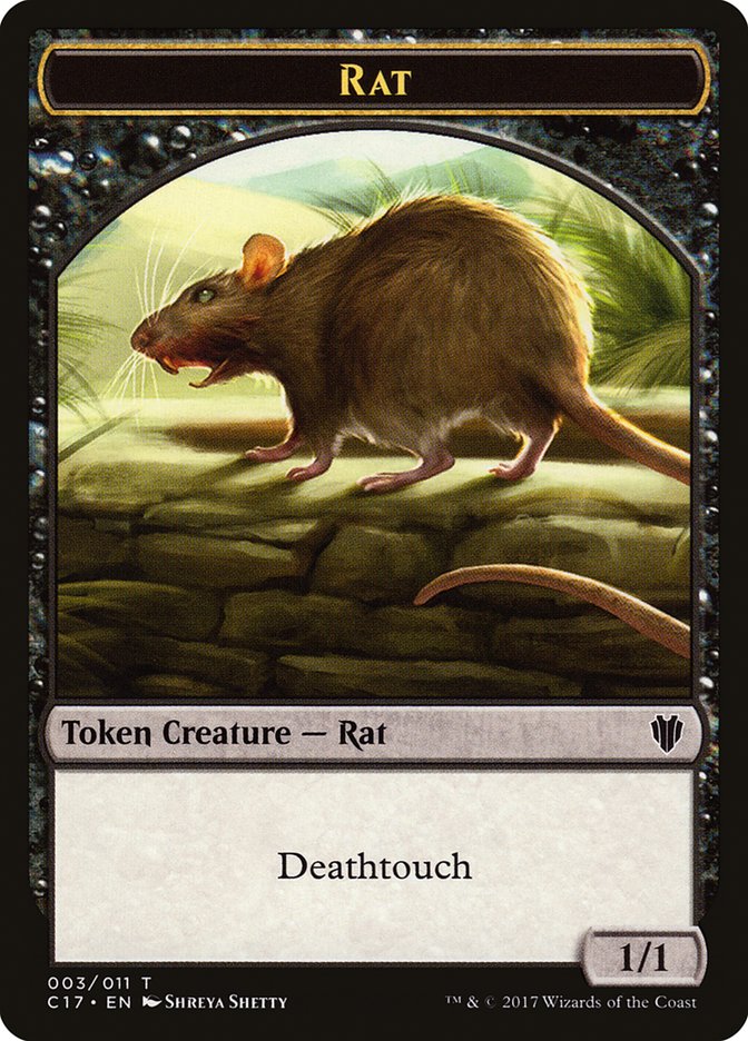 Cat Warrior (008) // Rat (003) Double-Sided Token [Commander 2017 Tokens]-2