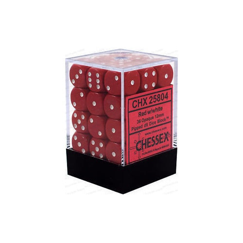 CHX 25804 Opaque 12mm d6 Red/White Block (36)-1