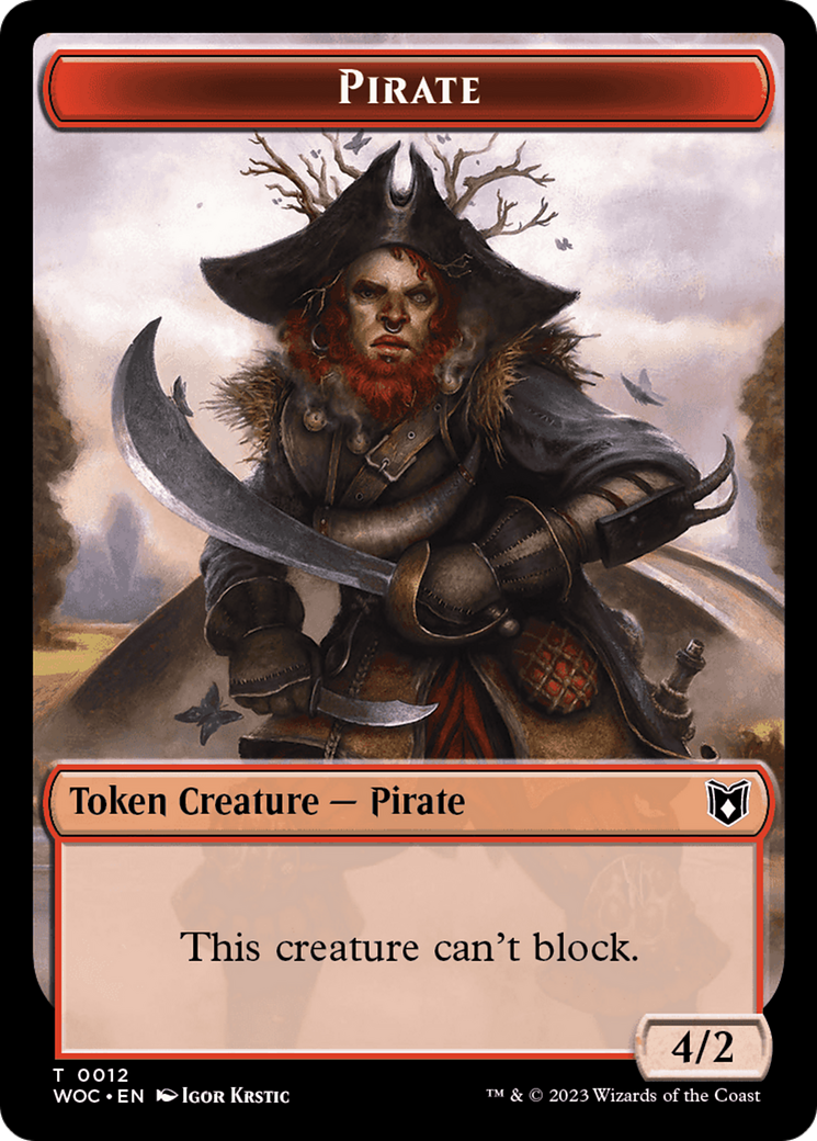 Pirate // Human Soldier Double-Sided Token [Wilds of Eldraine Commander Tokens]-1