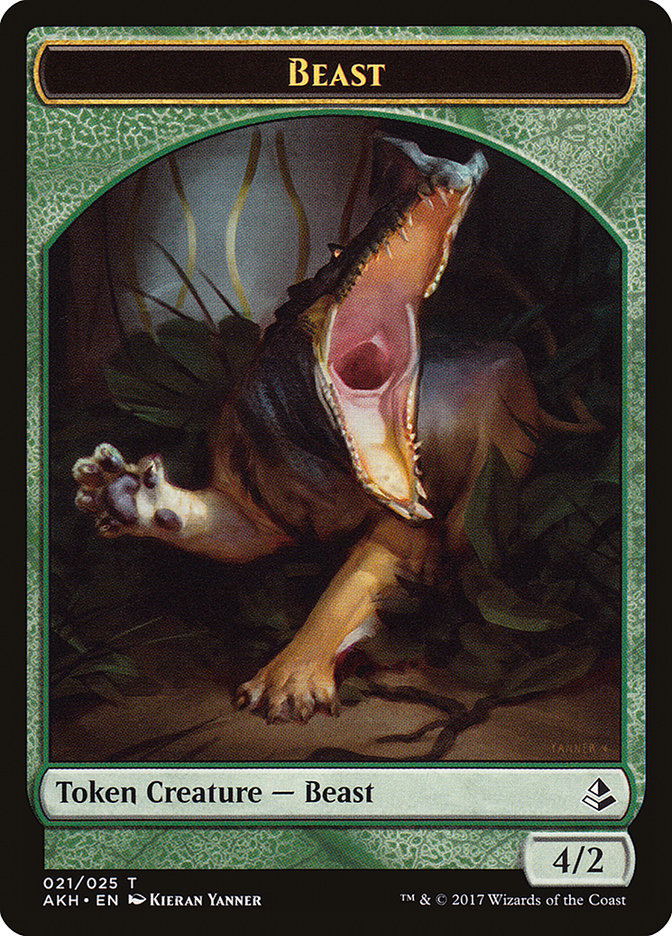 Oketra's Attendant // Beast Double-Sided Token [Amonkhet Tokens]-2