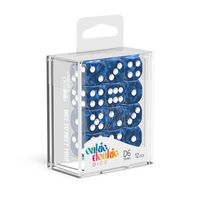 Oakie Doakie Dice D6 16 mm Marble - Blue (12)-1