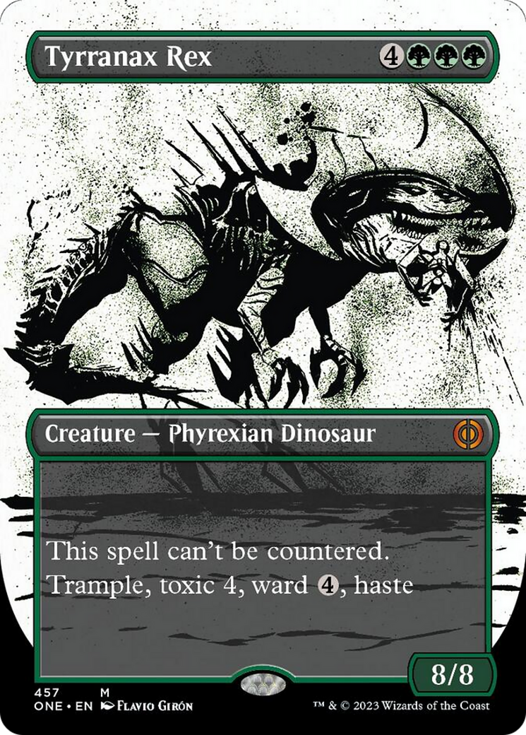 Tyrranax Rex (Borderless Ichor Step-and-Compleat Foil) [Phyrexia: All Will Be One]-1
