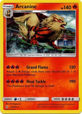 Arcanine (22/214) (Cosmos Holo) [Sun & Moon: Unbroken Bonds]-1