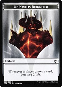 Ob Nixilis, Reignited Emblem // Zombie (010) Double-Sided Token [Commander 2019 Tokens]-1