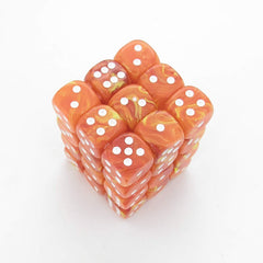 Chessex Dice Sets: Menagerie Solar/White Vortex 12mm d6 (36)-1