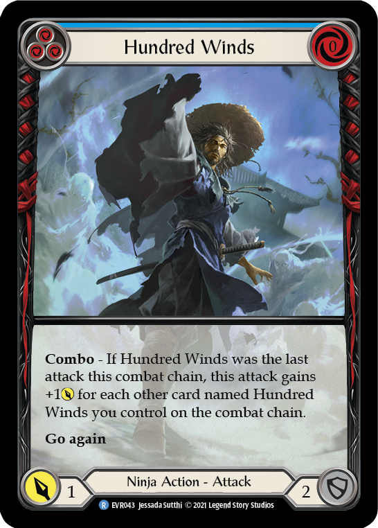 Hundred Winds (Blue) [EVR043] (Everfest)  1st Edition Extended Art Rainbow Foil-1