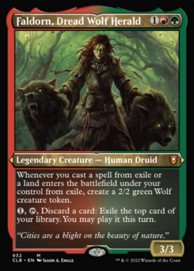 Faldorn, Dread Wolf Herald (Display Commander) (Foil Etched) [Commander Legends: Battle for Baldur's Gate]-1