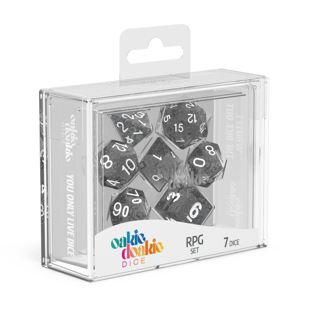 Oakie Doakie Dice RPG Set Speckled - Black (7)-1