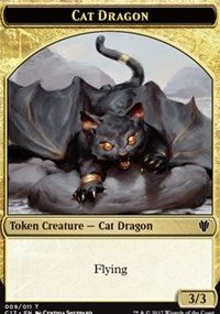 Cat Dragon (009) // Dragon (006) Double-sided Token [Commander 2017]-1