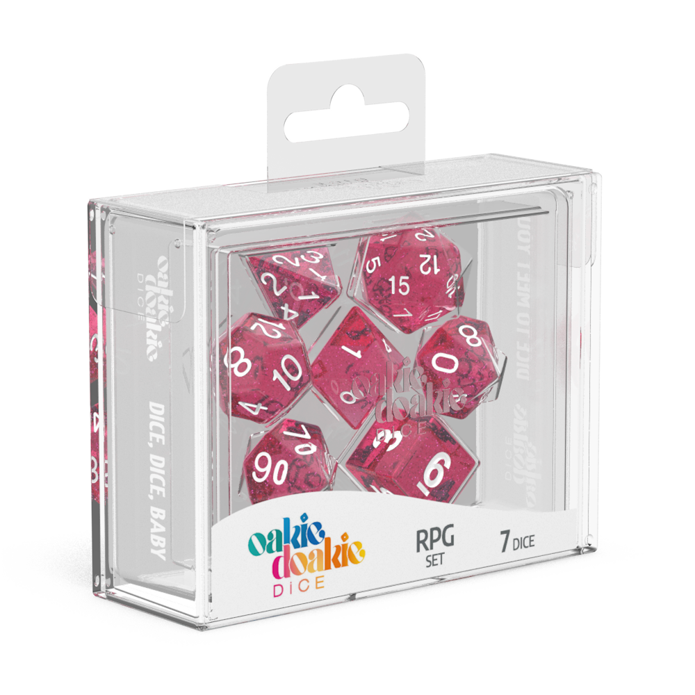 Oakie Doakie Dice RPG Set Speckled - Pink (7)-1