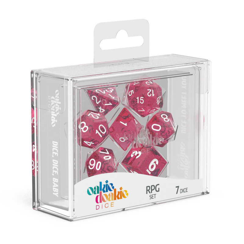Oakie Doakie Dice RPG Set Speckled - Pink (7)-1
