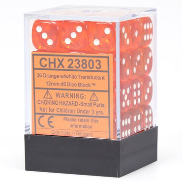CHX 23803 Translucent 12mm d6 Orange/White Block (36)