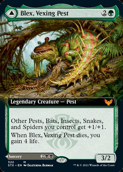 Blex, Vexing Pest // Search for Blex (Extended Art) [Strixhaven: School of Mages]-1