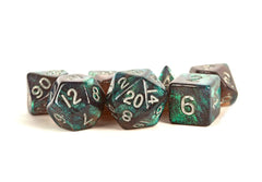 MDG 16mm Acrylic Poly Dice Set: Stardust : Gray w/ Silver Numbers-1