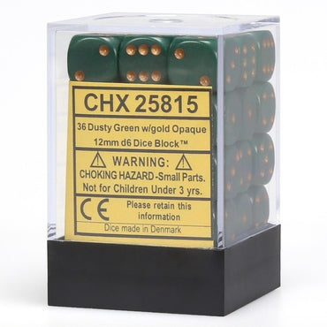 CHX 25815 Opaque 12mm d6 Dusty Green/Copper Block (36)