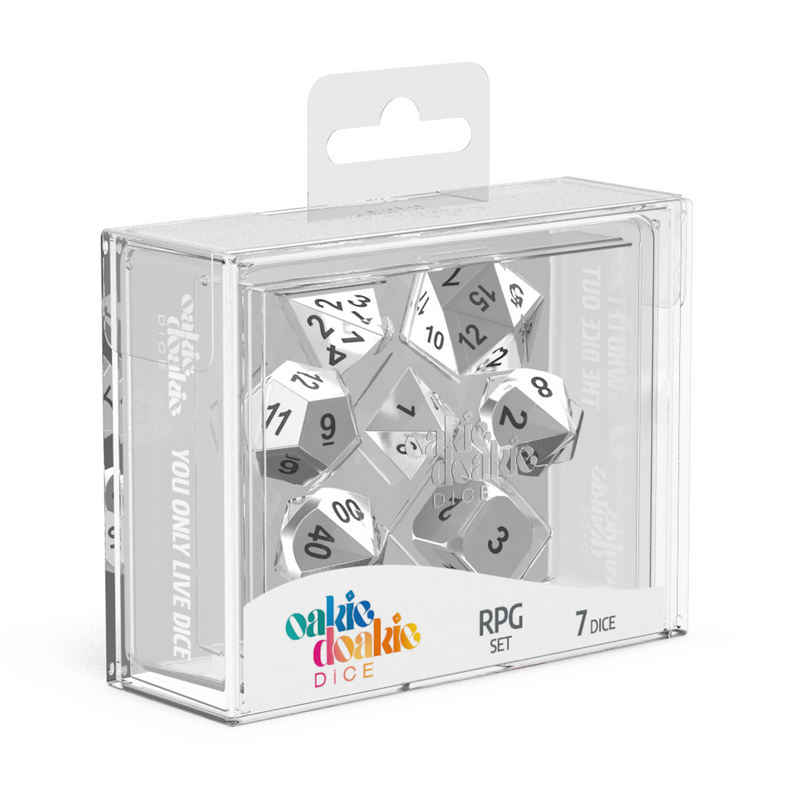 Oakie Doakie Dice RPG Set Metal Dice - Mercury (7)-1
