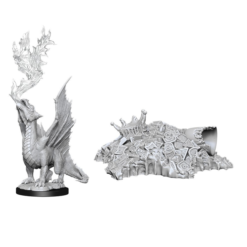 D&D Nolzurs Marvelous Unpainted Miniatures Gold Dragon Wyrmling and Small Treasure Pile-1