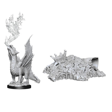 D&D Nolzurs Marvelous Unpainted Miniatures Gold Dragon Wyrmling and Small Treasure Pile