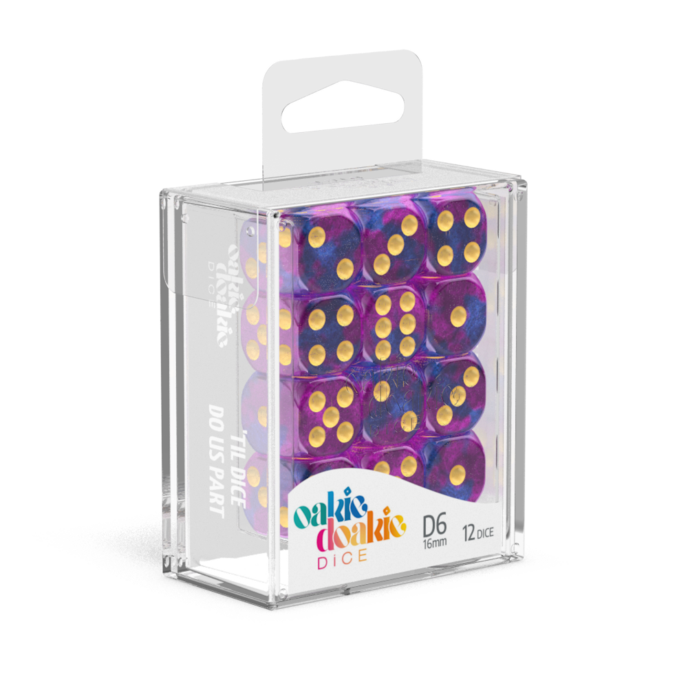 Oakie Doakie Dice D6 16 mm GemiDice - Amethyst (12)-1