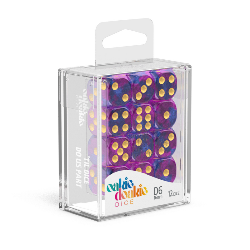 Oakie Doakie Dice D6 16 mm GemiDice - Amethyst (12)-1