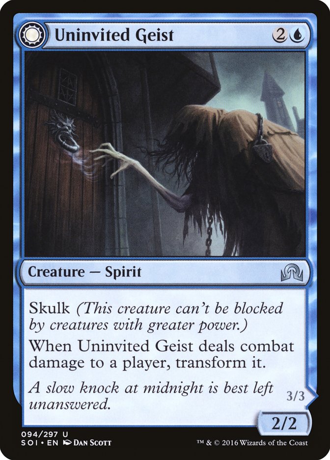 Uninvited Geist // Unimpeded Trespasser [Shadows over Innistrad]-1