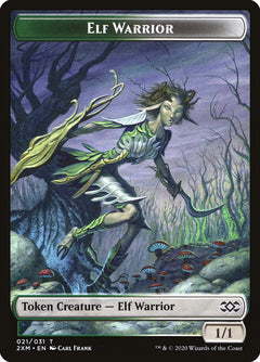 Golem // Elf Warrior Double-Sided Token [Double Masters Tokens]-2