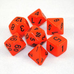 Chessex Dice Sets: Orange/Black Opaque Polyhedral 7-Die Set-1