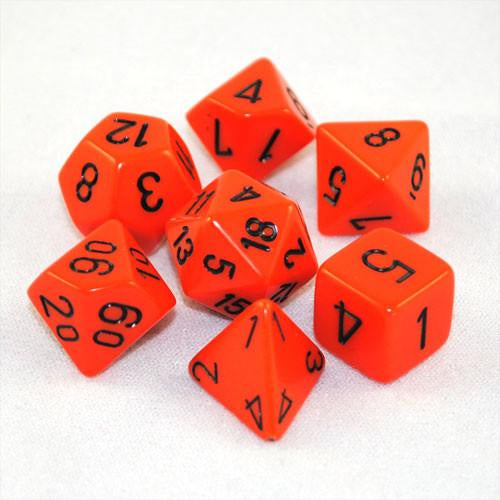 Chessex Dice Sets: Orange/Black Opaque Polyhedral 7-Die Set-1