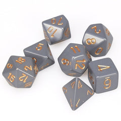Chessex Dice Sets: Grey/Copper Dusty Opaque Polyhedral 7-Die Set-1