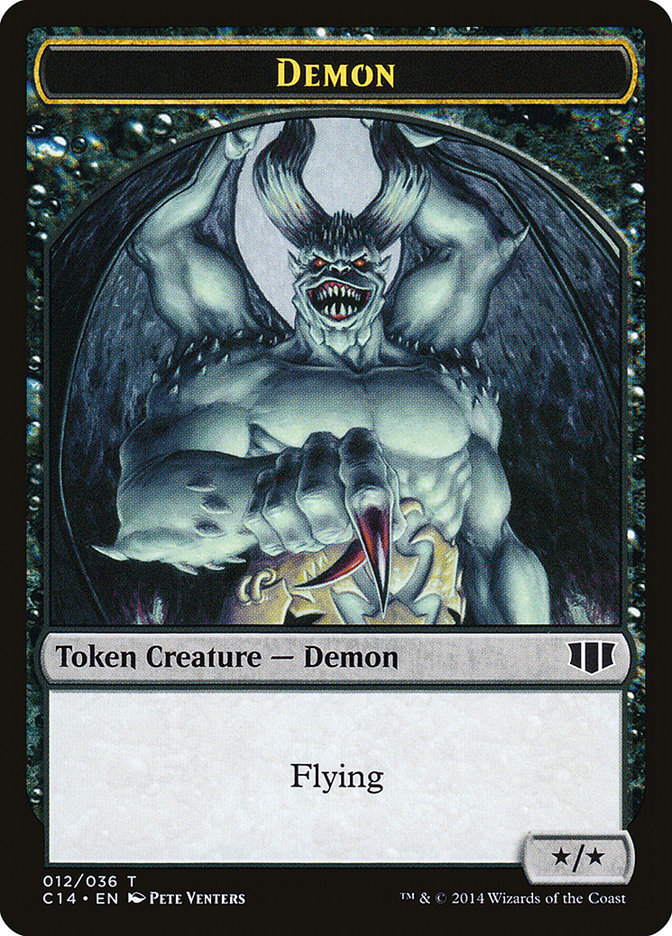 Demon (012/036) // Zombie (016/036) Double-Sided Token [Commander 2014 Tokens]-1