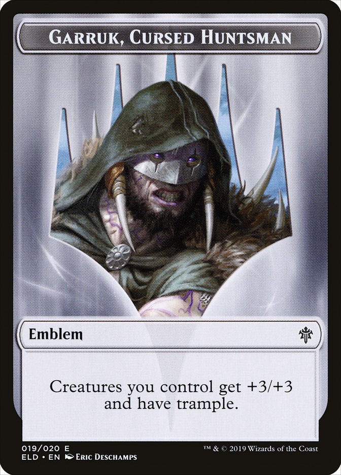Garruk, Cursed Huntsman Emblem [Throne of Eldraine Tokens]-1