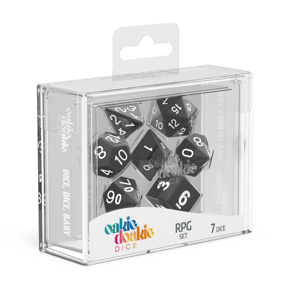 Oakie Doakie Dice RPG Set Solid - Black (7)-1