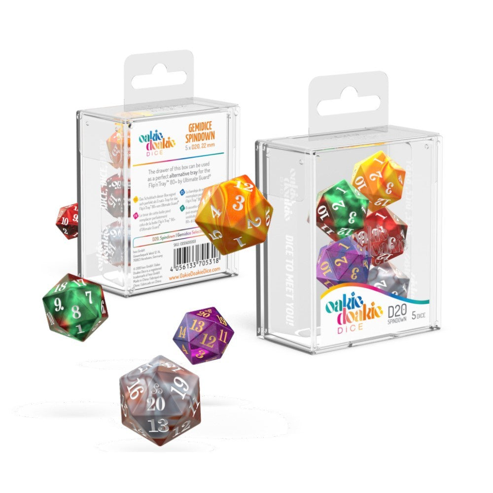 Oakie Doakie Dice D20 Spindown Gemidice Selection 22mm (5)-1