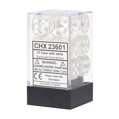 CHX 23601 Translucent 16mm d6 Clear/White Block (12)-1