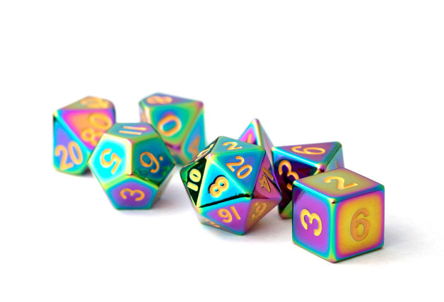 MDG 16mm Metal Poly Dice Set: Torced Rainbow-1